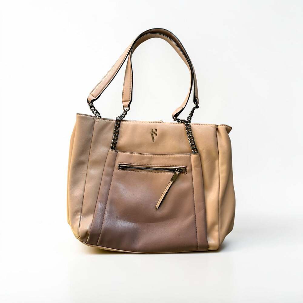 Simply Vera Wang Rockbridge Tote Bag Tan Multi-Tone Chain Strap
